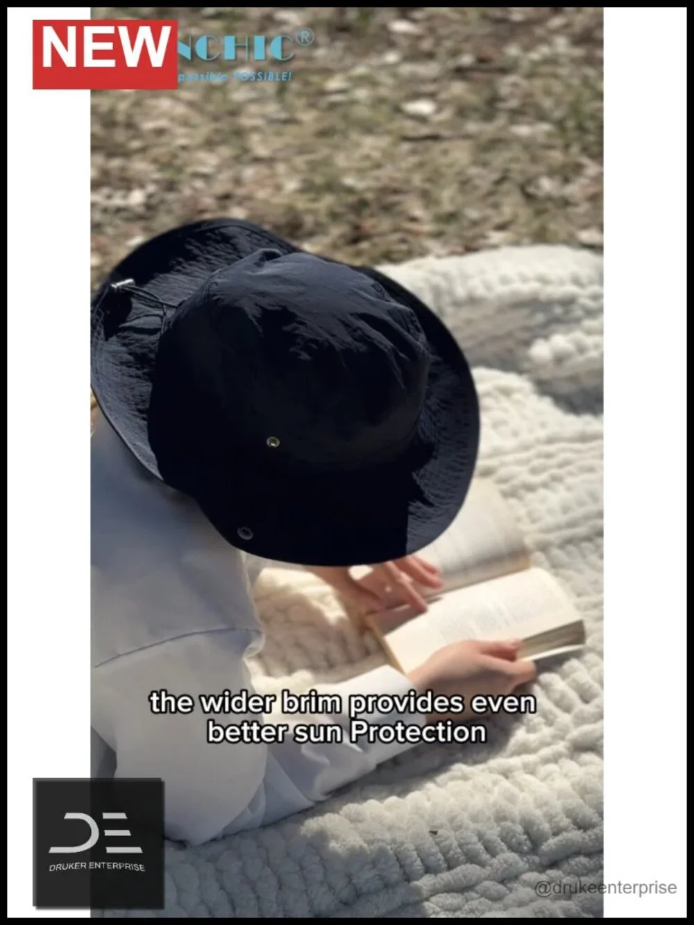 Waterproof UPF50+ Bucket Sun Hat Wide Brim Lightweight Nylon Foldable Floppy